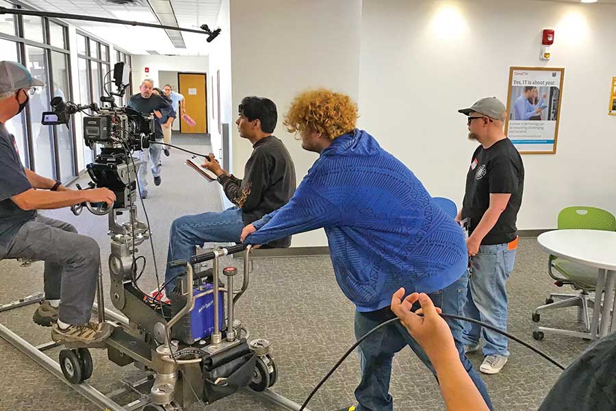 SJC Film students filming on campus