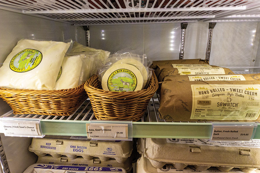 Variety of cheese, eggs and dairy products at the Harvest Food Hub