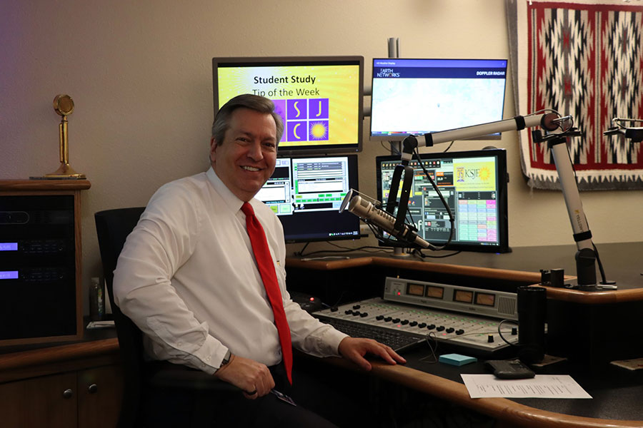 Scott Michlin at the sound booth for KSJE