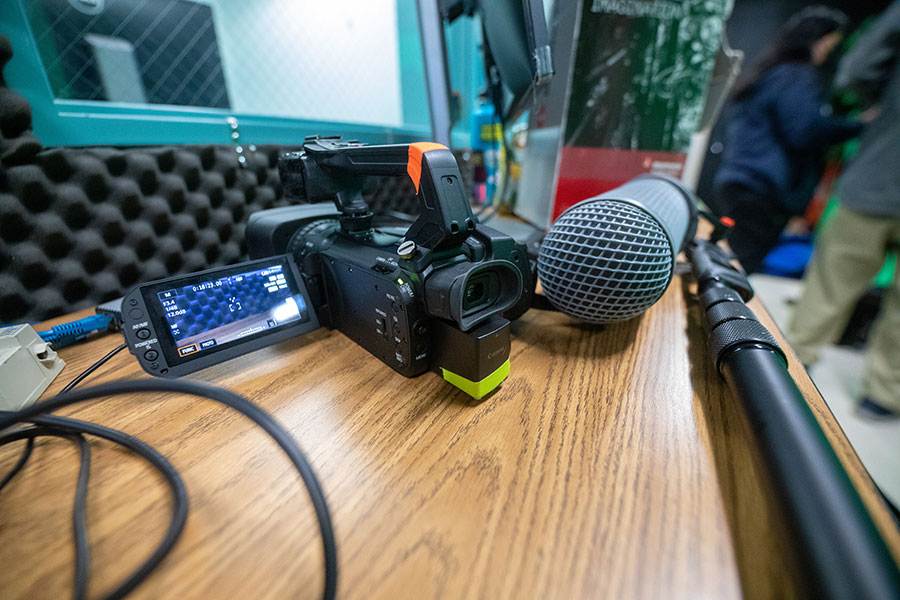 A camera and microphone, equipment used for the San Juan College Digital Media Arts Program