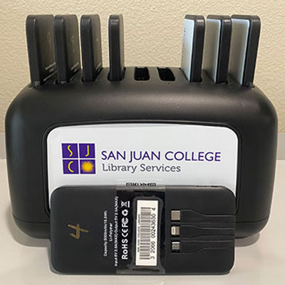 Powerbanks are available to check-out at the San Juan College Library